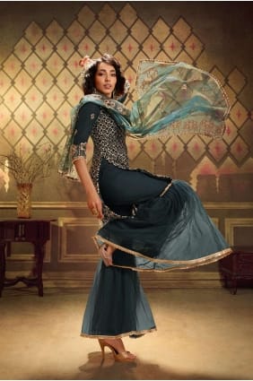 Costume De Sharara Doux Gris Foncé D’Aïd SS0395