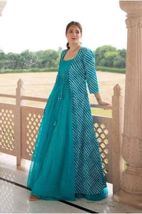 Robe Robe En Soie Sarcelle GW0141