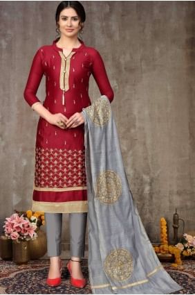 Eid Salwar Kameez En Coton Marron SK13678