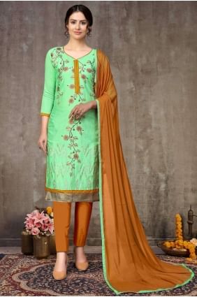 Costume Pakistanais Eid En Coton Vert De Mer SK13683