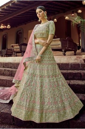 Olive Georgette Lehenga Choli LC3471
