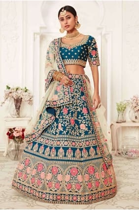 Dentelle Lehenga Choli En Bleu lc3613