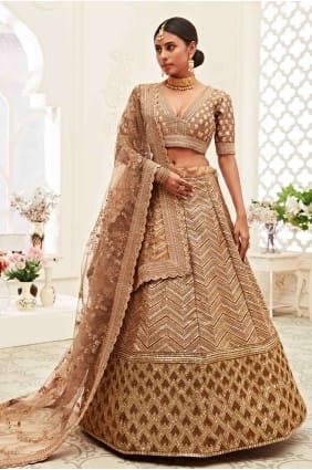 Brodé Lehenga Choli En Brun LC3619