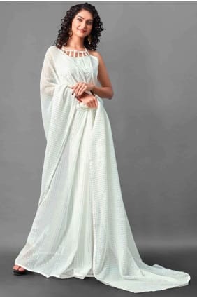 Saree Georgette Blanche sr17397
