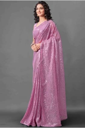 Georgette Saree En Magenta SR17399