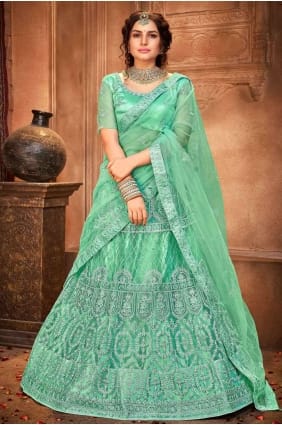 Mariage Brodé Lehenga Choli En Bleu LC3646