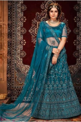 Ensemble Lehenga Choli Bleu Turquoise LC3647