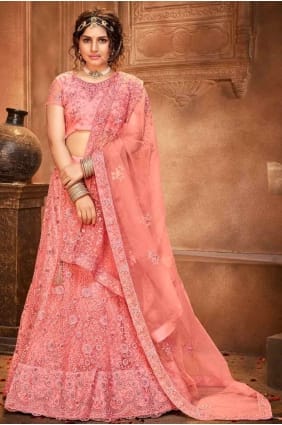 Tenue De Mariage Net Lehenga Choli En Blush LC3648