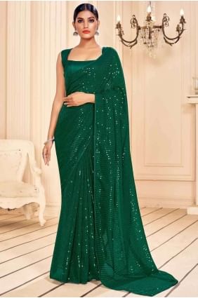 sari brodé en vert sr17663