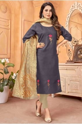Coton Gris Salwar Kameez SK13875