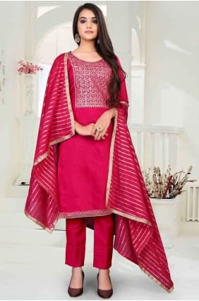 salwar kameez brodé en rose SK13905