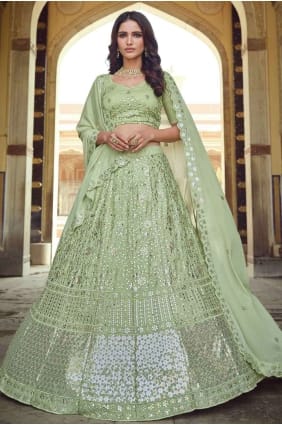 fil de georgette pista lehenga choli avec dupatta LC3925