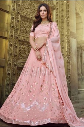georgette fil rose lehenga choli avec dupatta LC3926