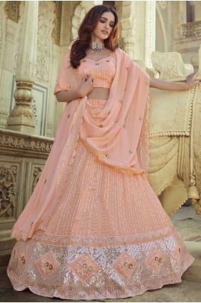 pêche lehenga choli en fil georgette LC3928