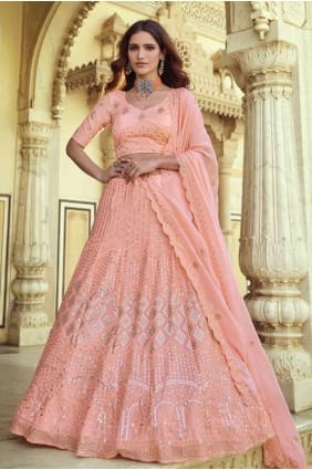 georgette rose lehenga choli en fil LC3929