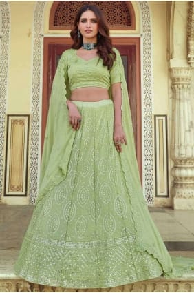 fil georgette lehenga choli en pista avec dupatta LC3930
