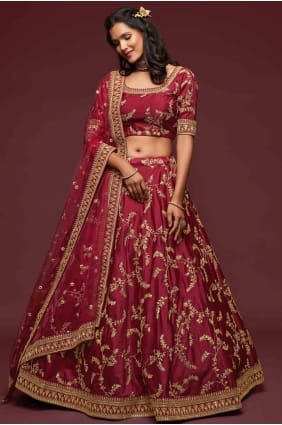 fil filet doux marron lehenga choli avec dupatta LC4066