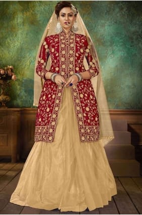 costume lehenga en velours marron LS0185