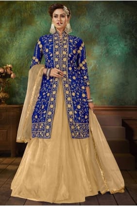 costume lehenga en velours bleu royal LS0187