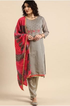 Travail à la main Modal chanwar Salwar Kameez en gris SK14203