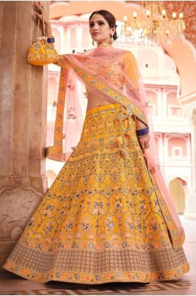 mariage crêpe choli lehenga avec brodé LC4599