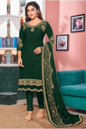 fausse georgette brodée verte eid salwar kameez SK14348