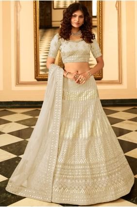 choli lehenga de mariage gris en organza brodé choli lehenga de mariage gris en organza brodé LC4668