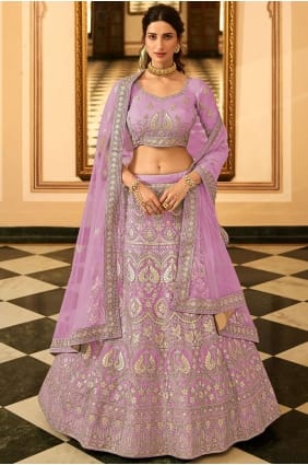 mariage violet lehenga choli avec organza brodé LC4671