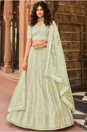 pista brodé organza mariage lehenga choli LC4674