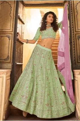 organza mariage lehenga choli en pista avec brodé LC4688