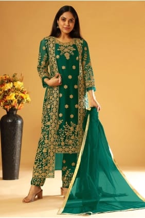 pierre de filet vert avec moti eid salwar kameez avec dupatta SK14463