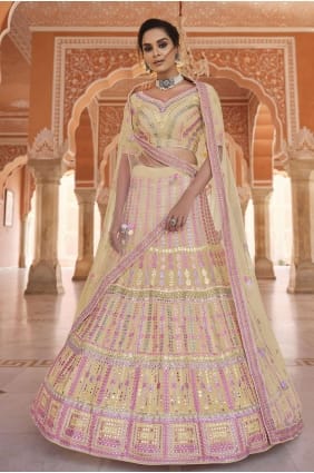 fête d'organza brodé jaune lehenga choli LC4780