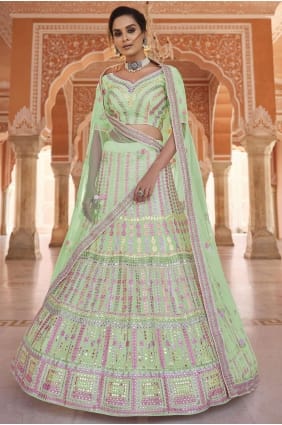 party lehenga choli en organza pista avec broderie LC4781
