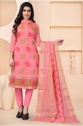 banarsi jacquard rose salwar kameez en tissage SK14502