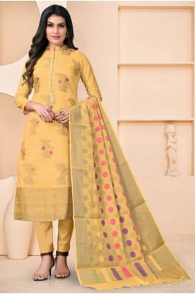 tissage salwar kameez en jacquard banarsi pêche SK14512