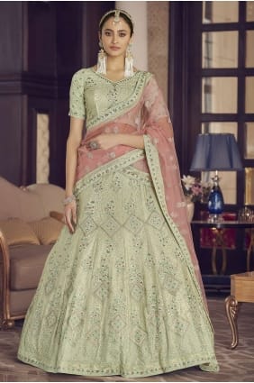 parti de crêpe brodé lehenga choli en pista LC5411