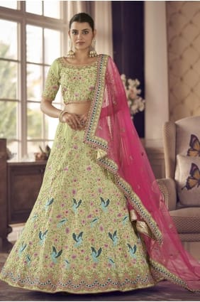 art soie pista party lehenga choli brodé LC5412