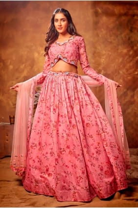 organza lehenga choli imprimé en rose LC5545