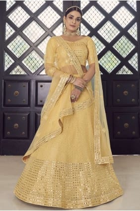 choli lehenga party jaune en georgette brodée LC5456