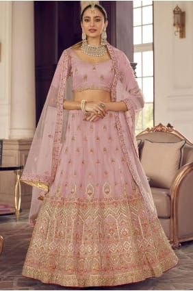 partie de pêche lehenga choli brodée en organza avec dupatta LC5479