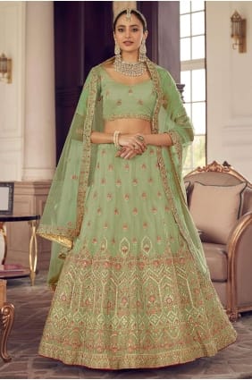 partie turquoise lehenga choli en organza avec brodé LC5481