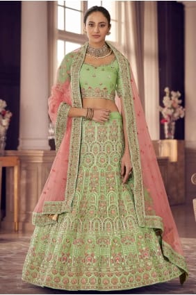 partie brodée lehenga choli en organza pista LC5487