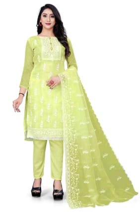 organza salwar kameez in pista avec brodé SK14765