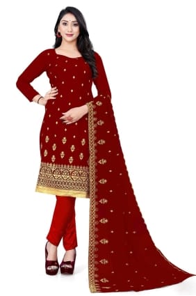 georgette brodée salwar kameez en marron avec dupatta SK14772