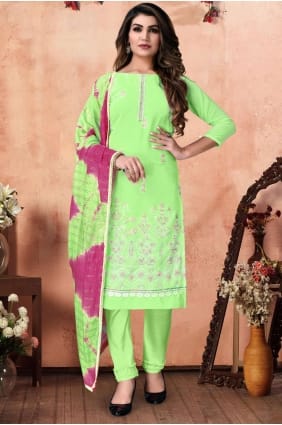 georgette salwar kameez brodé en vert SK14850
