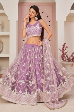 lehenga choli en filet lavande avec broderie LC5812