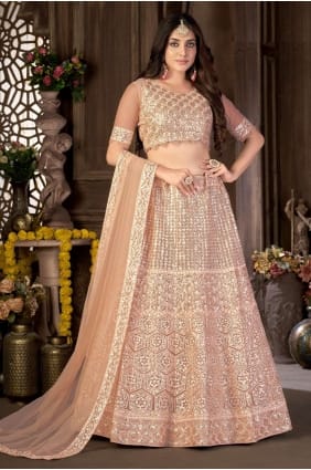 filet pêche lehenga choli en brodé LC5835