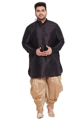 diwali dhoti kurta homme noir en soie banglori avec uni KURU0063