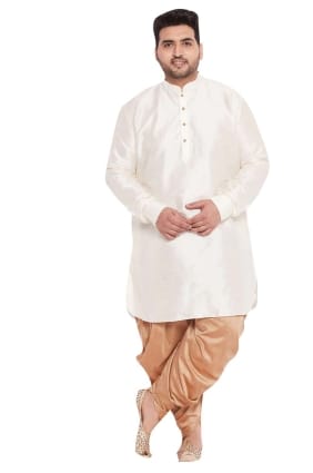hommes blanc cassé diwali dhoti kurta en soie banglori unie KURU0067