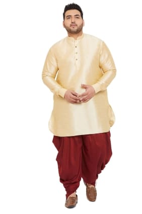 kurta dhoti homme diwali uni en soie banglori crème KURU0071